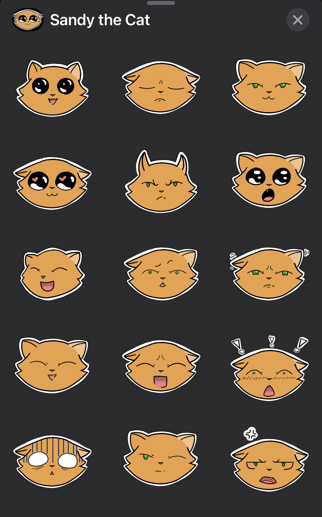 Sandy the cat is a free imessages sticker app avaiable on the appstore